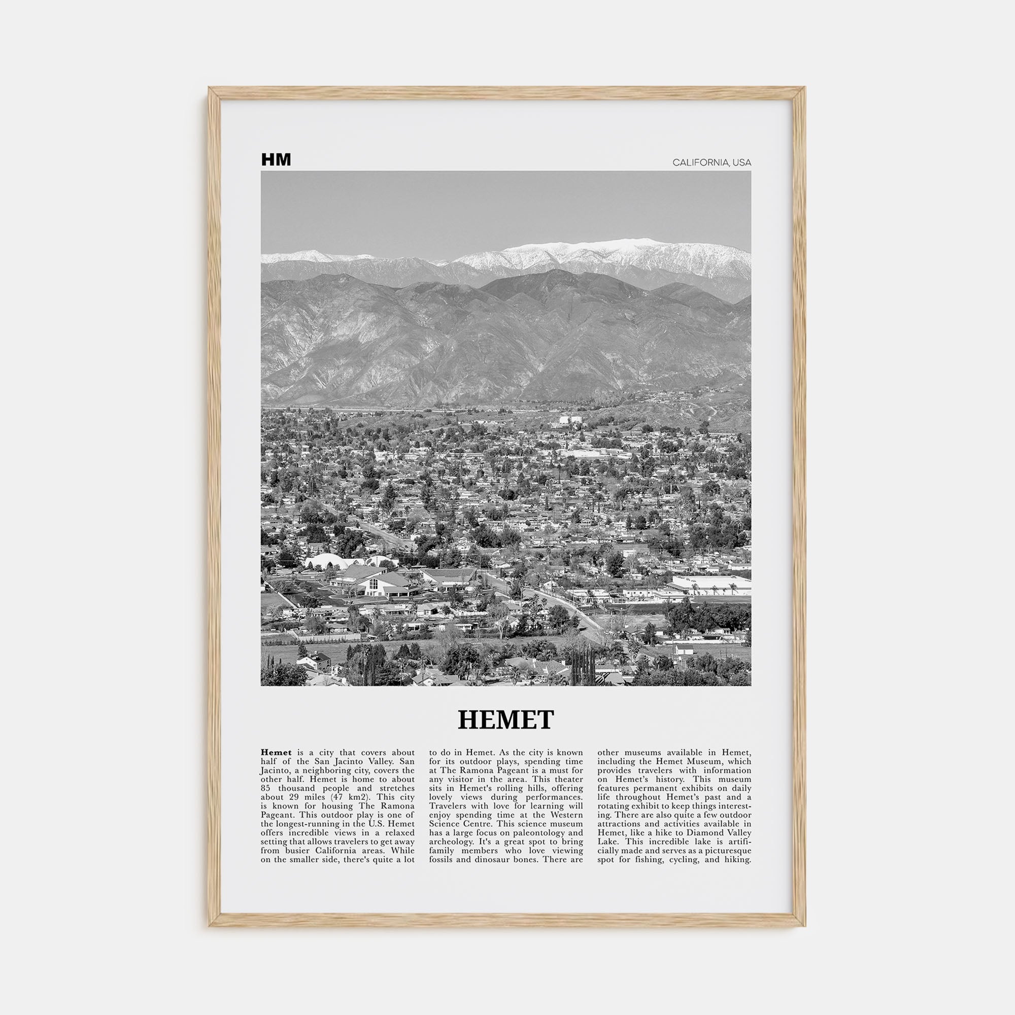 Hemet Travel B&W Poster