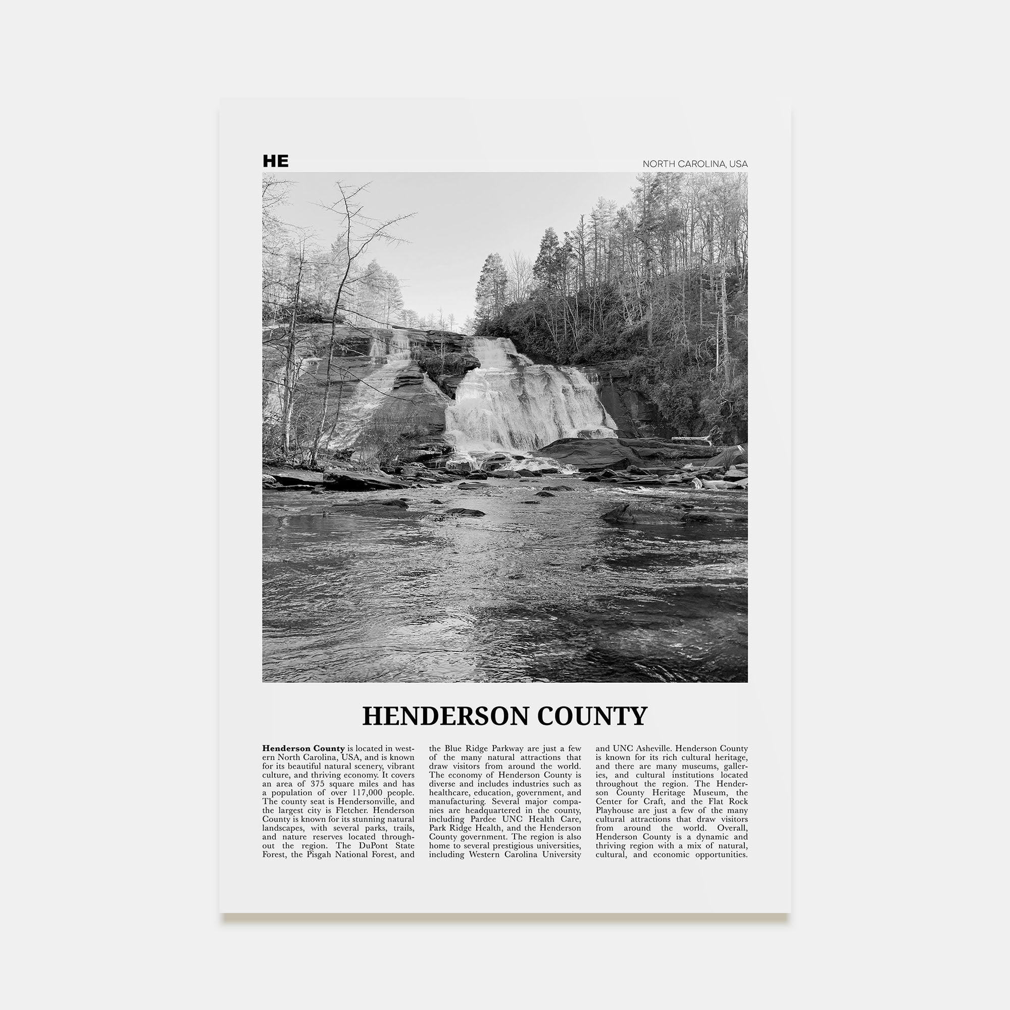 Henderson County Travel B&W Poster