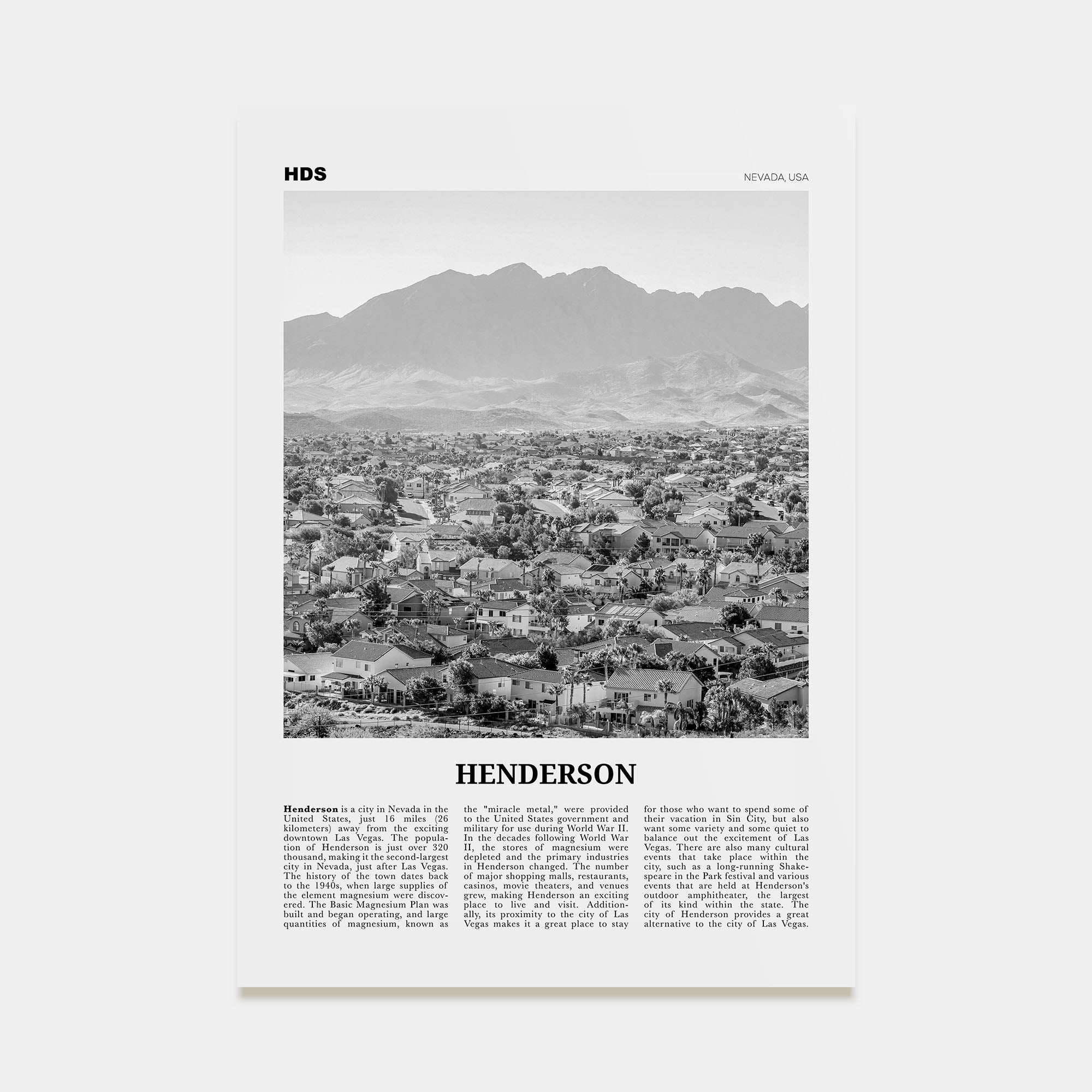 Henderson Travel B&W Poster