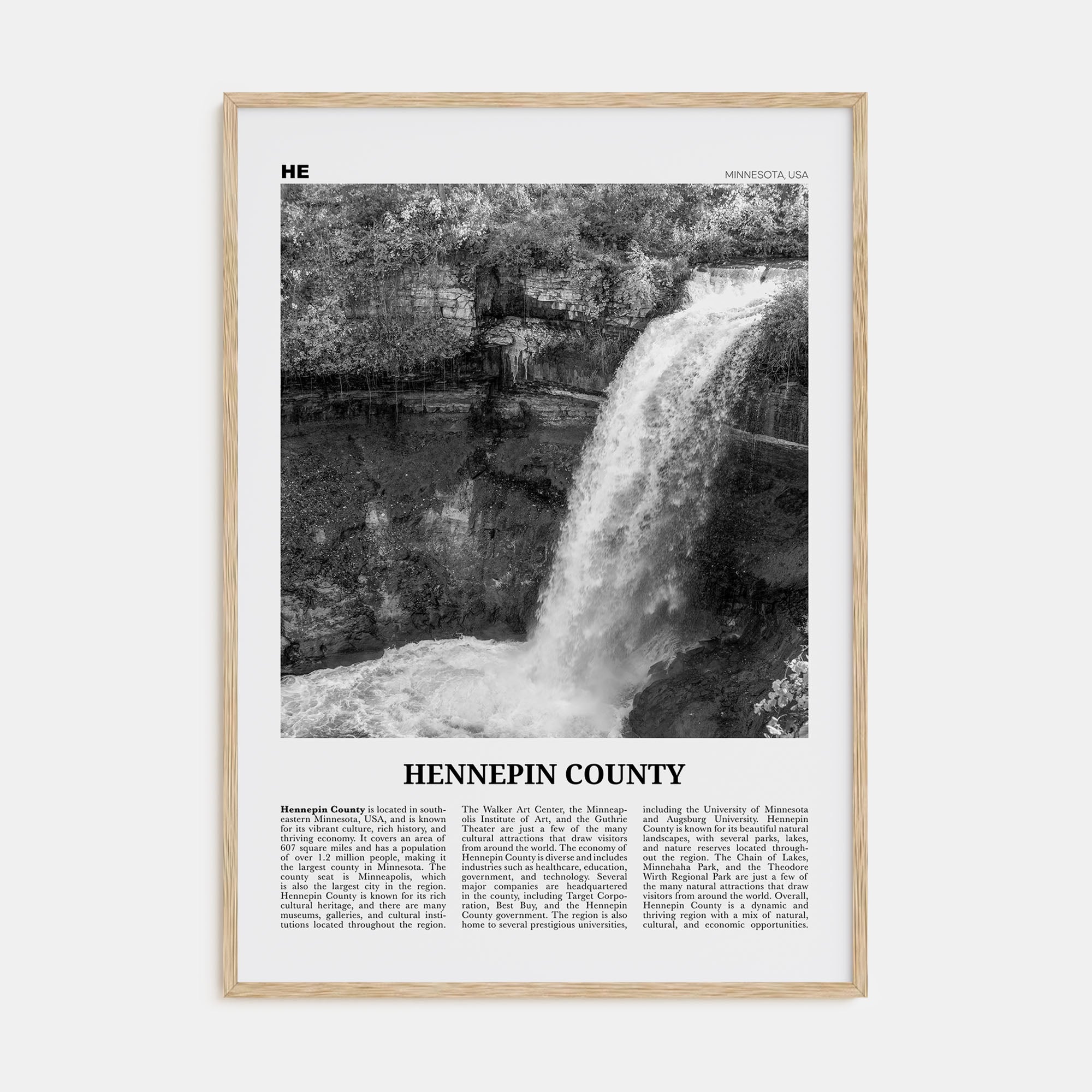 Hennepin County Travel B&W Poster