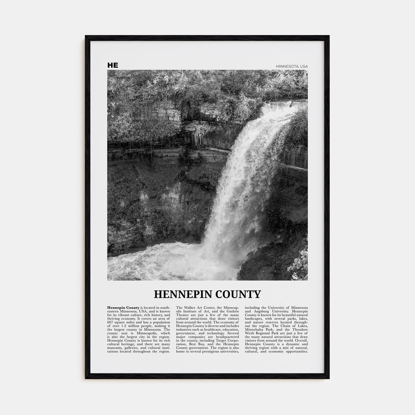 Hennepin County Travel B&W Poster