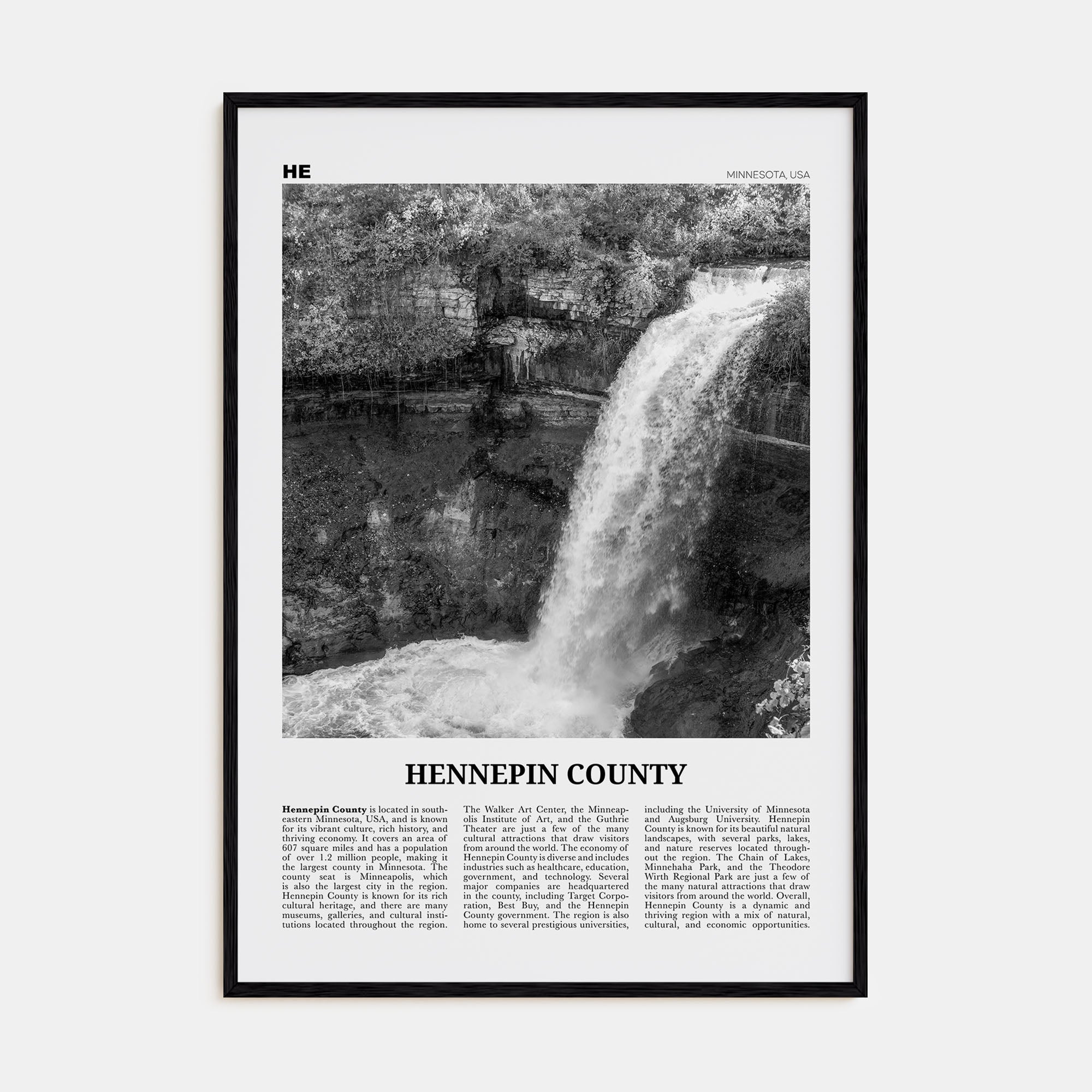 Hennepin County Travel B&W Poster