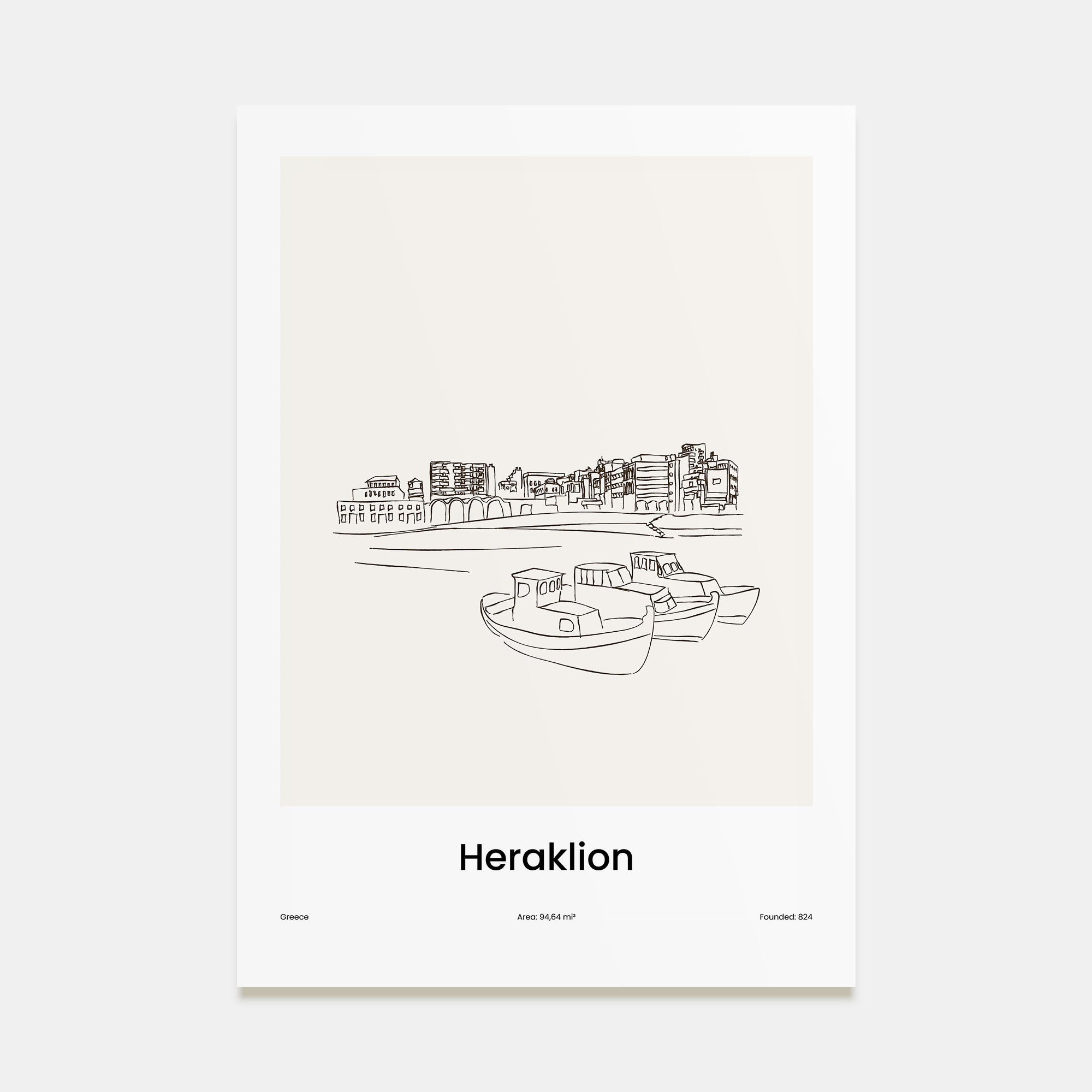 Heraklion Drawn Poster