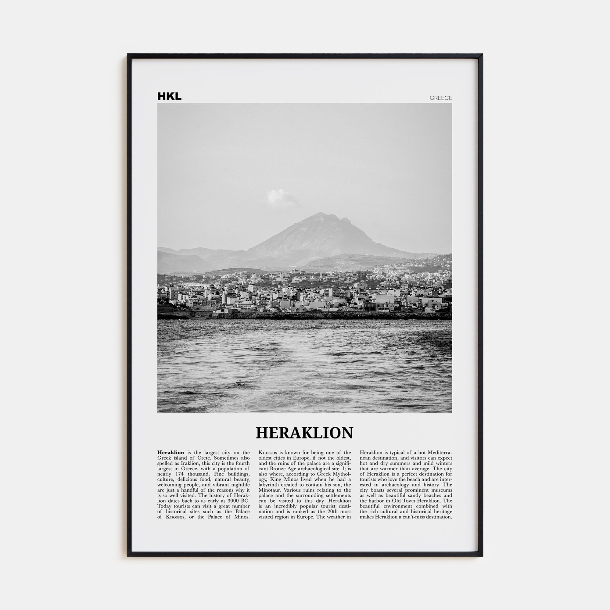 Heraklion Travel B&W Poster