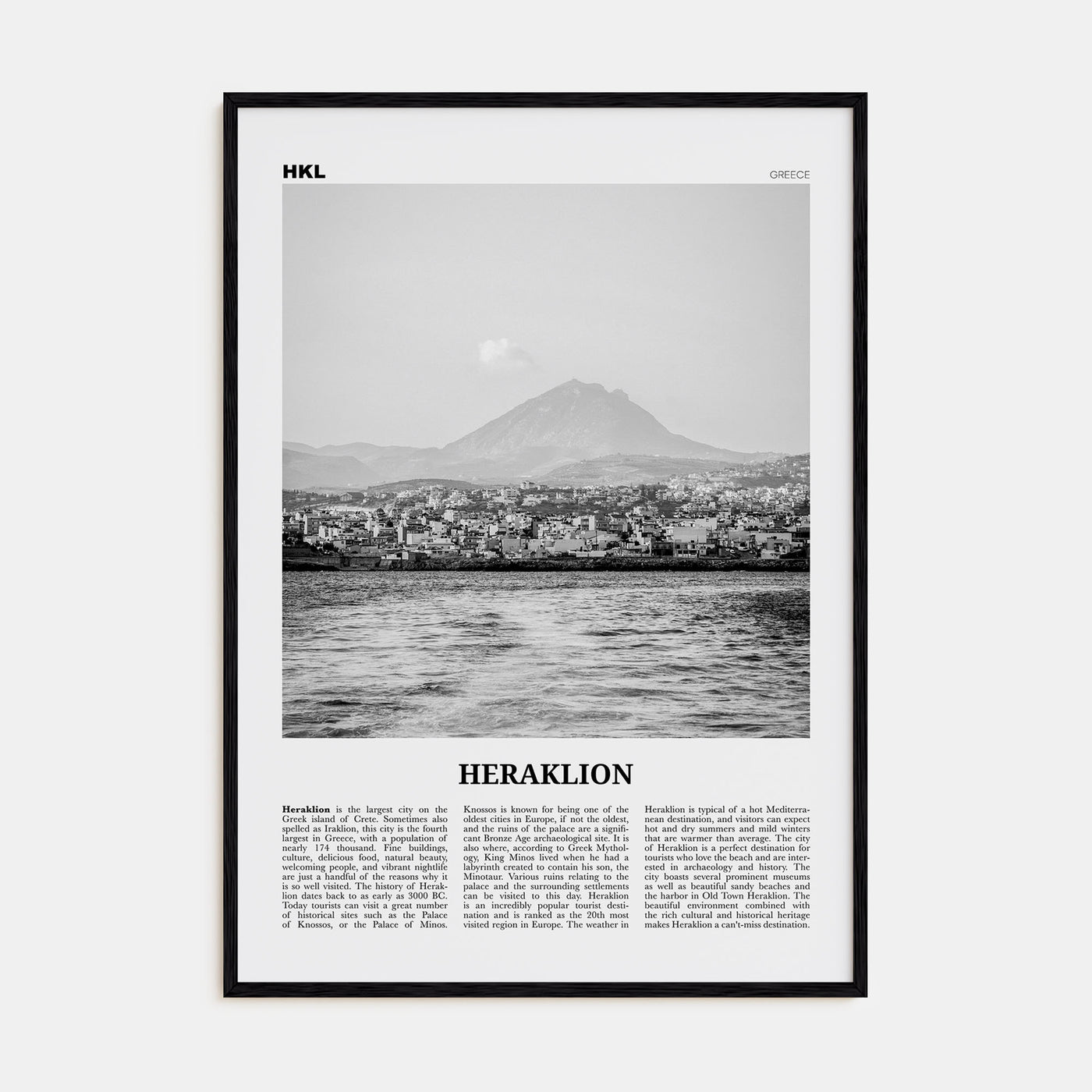 Heraklion Travel B&W Poster