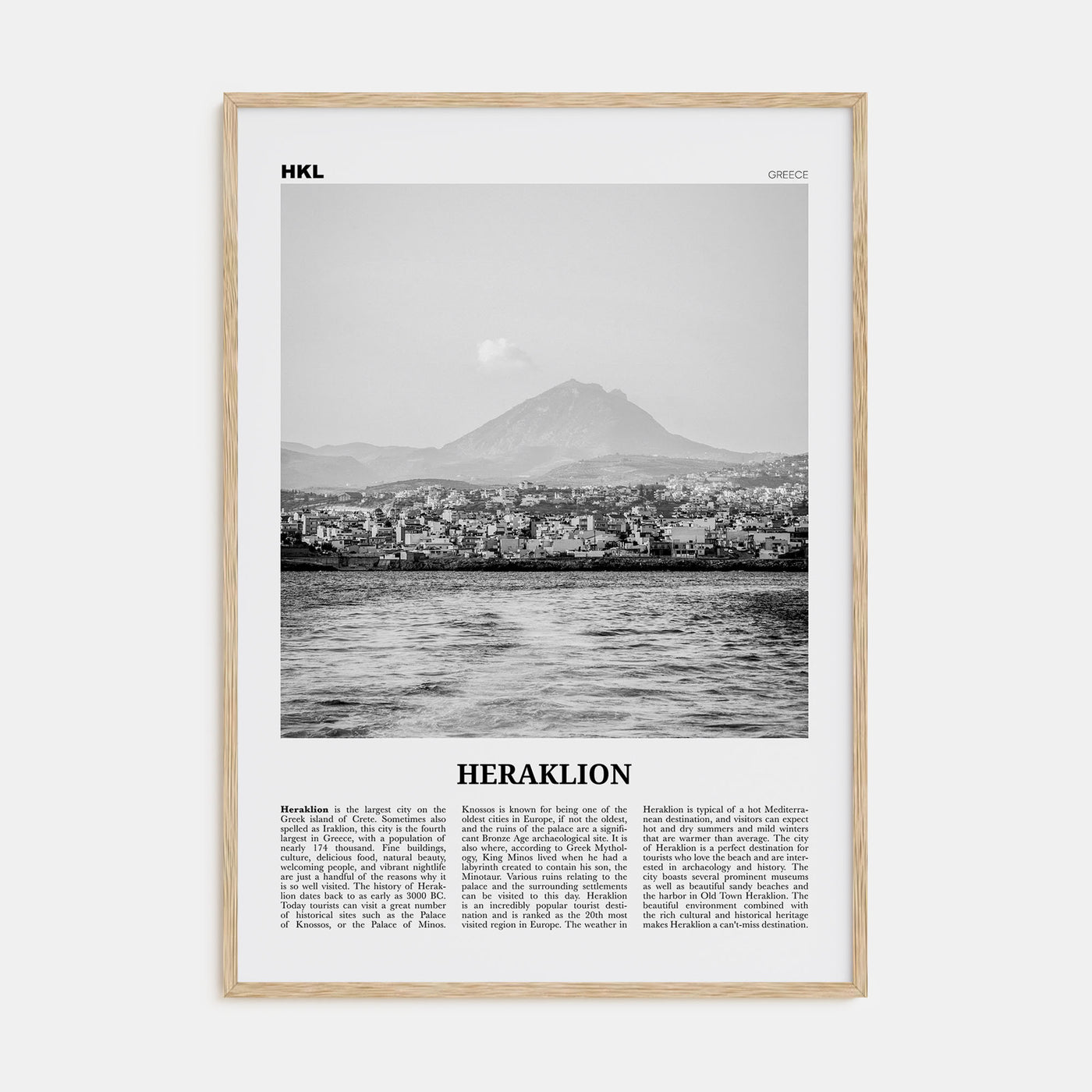 Heraklion Travel B&W Poster
