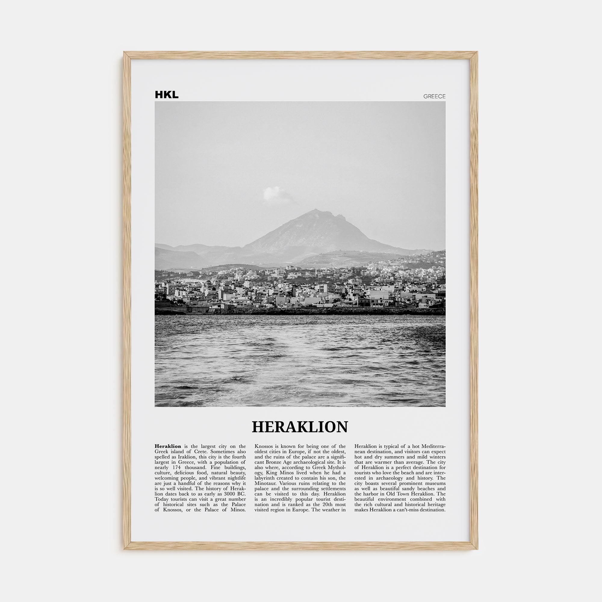 Heraklion Travel B&W Poster