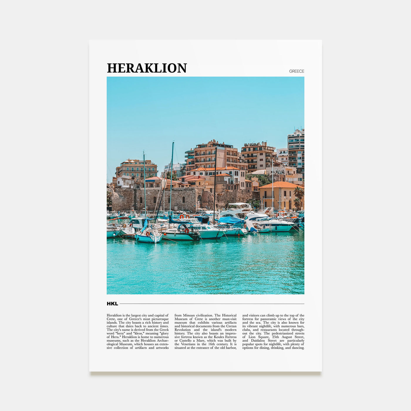 Heraklion Travel Color Poster