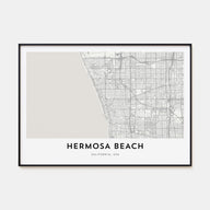 Hermosa Beach Map Landscape Poster