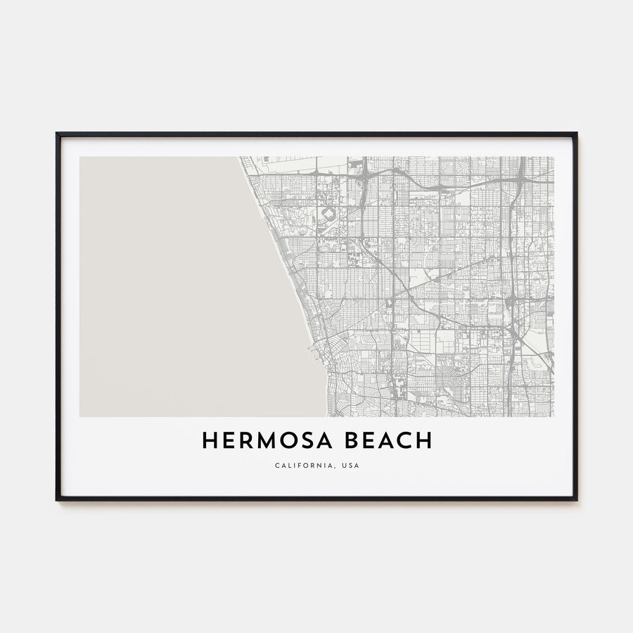 Hermosa Beach Map Landscape Poster