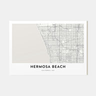 Hermosa Beach Map Landscape Poster