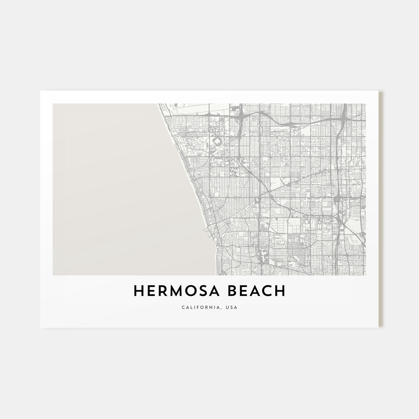 Hermosa Beach Map Landscape Poster