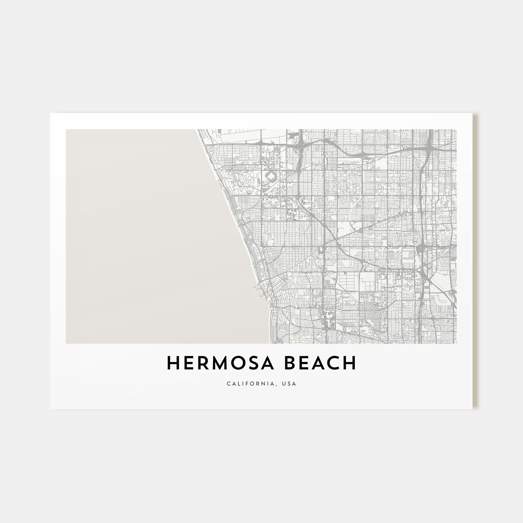 Hermosa Beach Map Landscape Poster