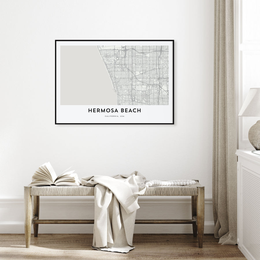 Hermosa Beach Map Landscape Poster