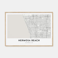 Hermosa Beach Map Landscape Poster