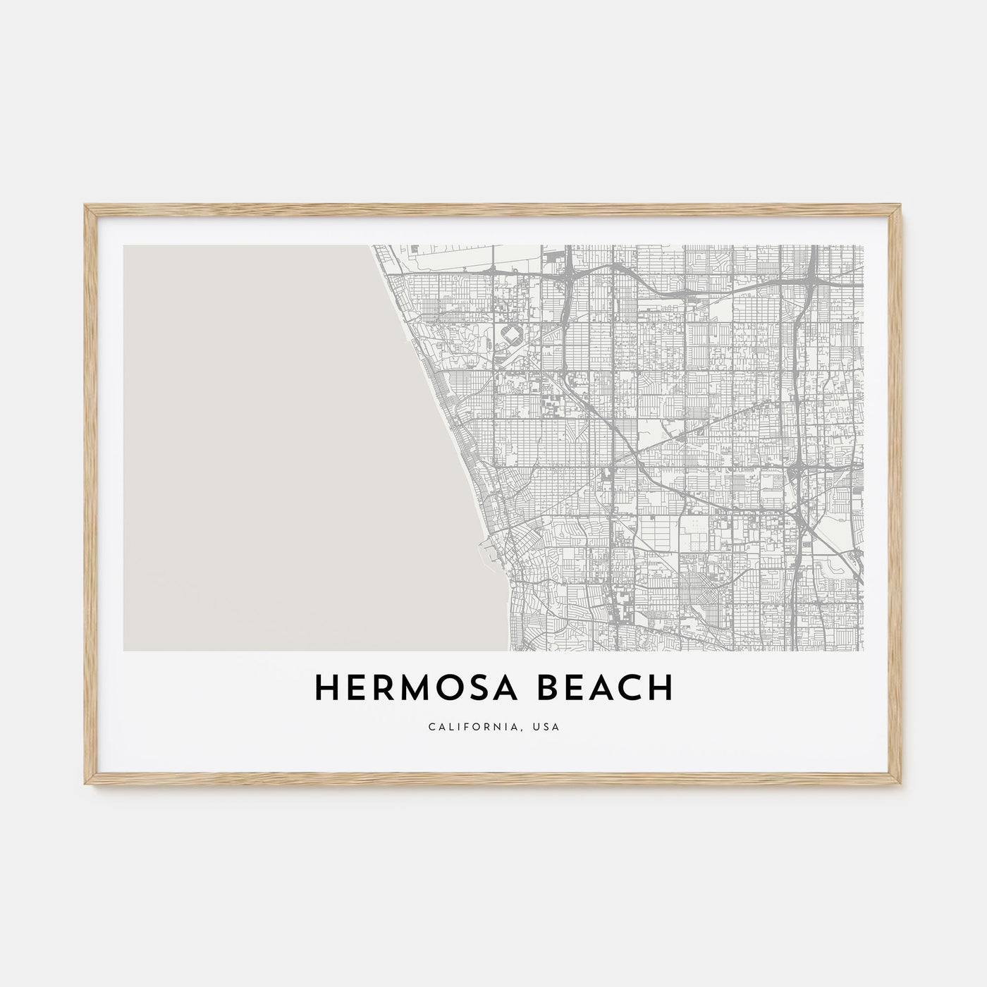 Hermosa Beach Map Landscape Poster