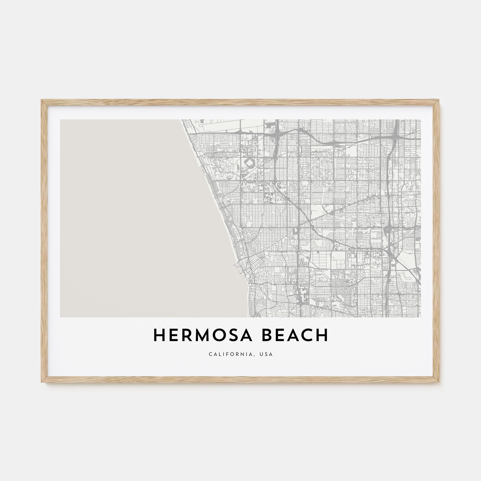 Hermosa Beach Map Landscape Poster