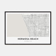 Hermosa Beach Map Landscape Poster