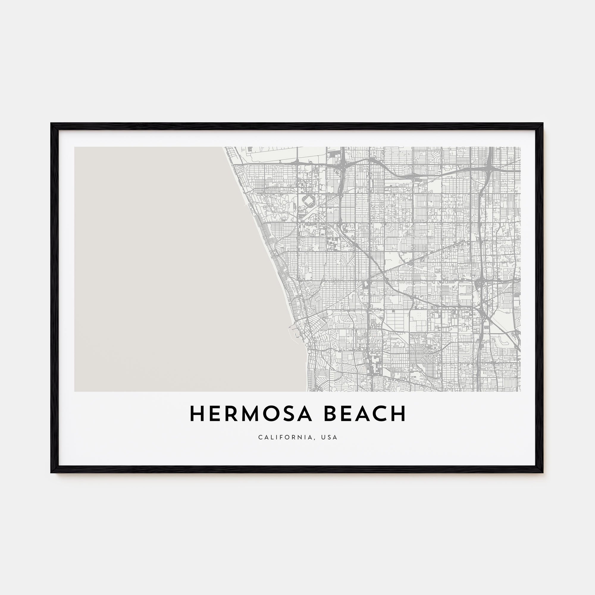 Hermosa Beach Map Landscape Poster