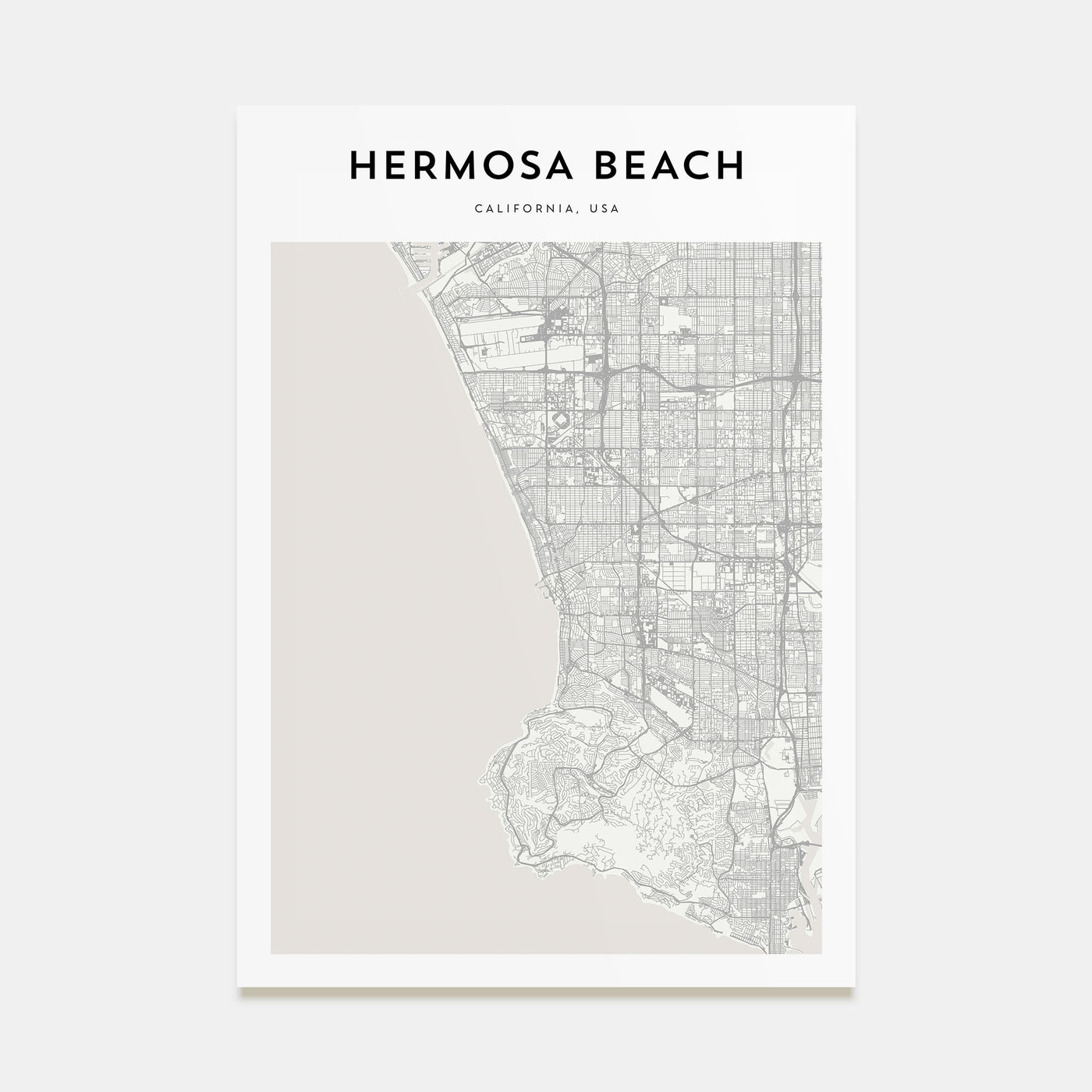 Hermosa Beach Map Portrait Poster