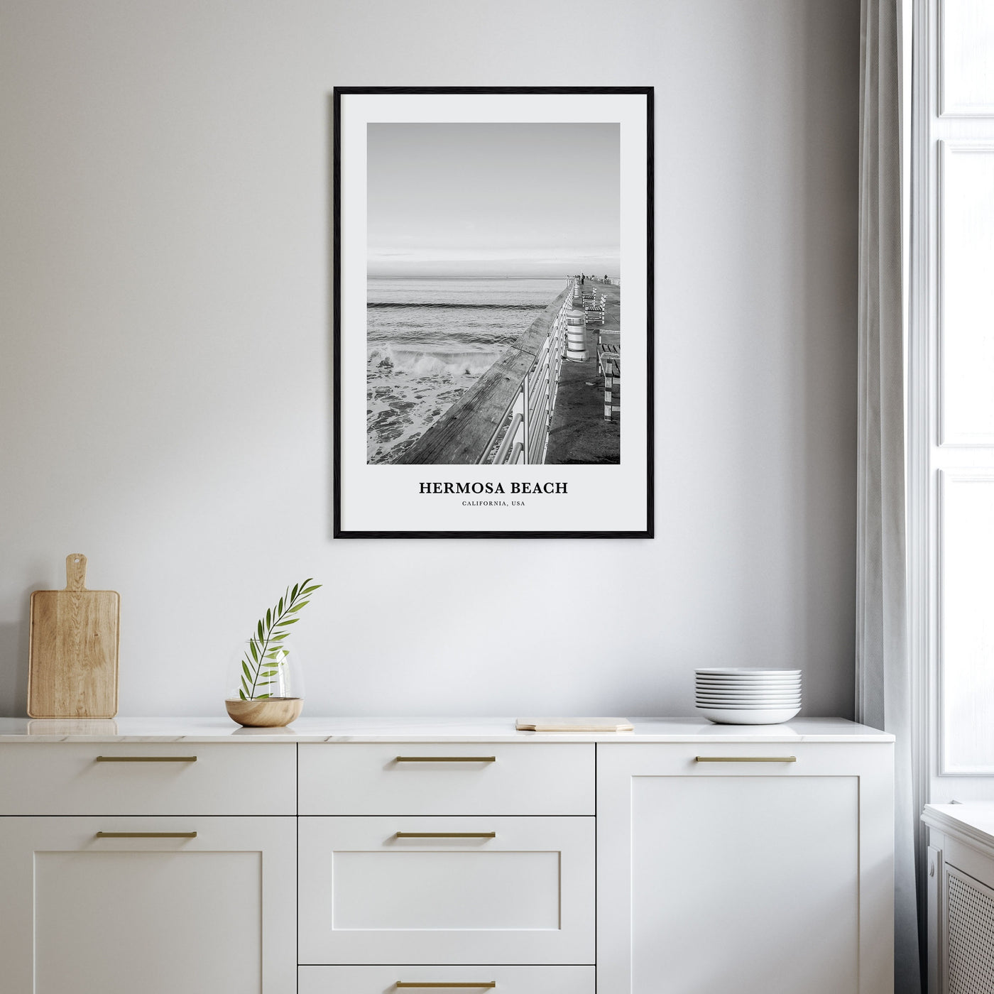 Hermosa Beach Portrait B&W No 2 Poster