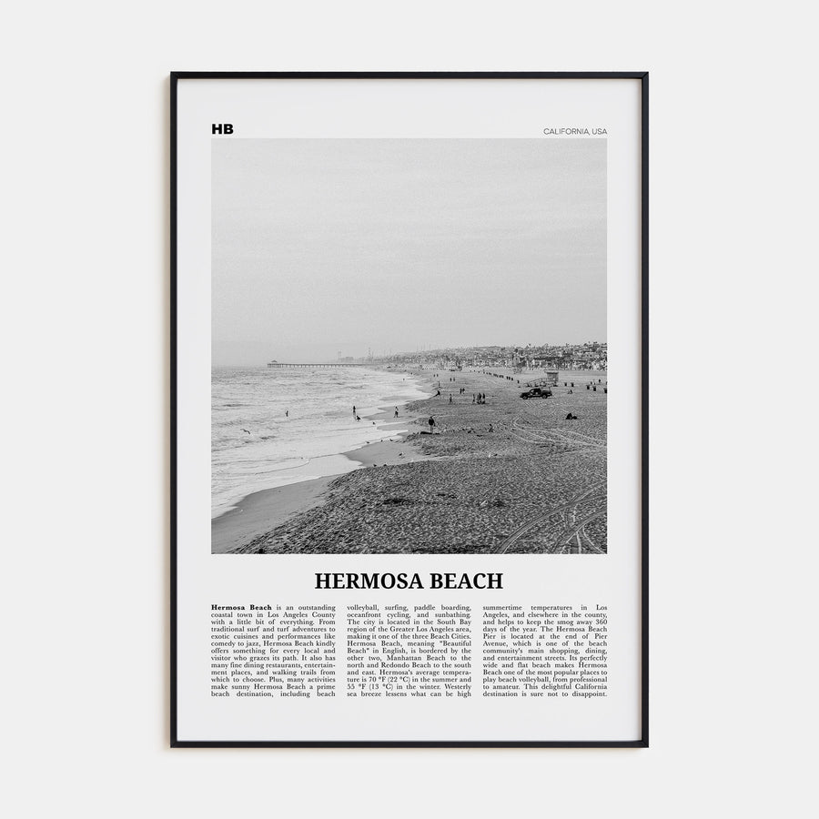 Hermosa Beach Travel B&W No 1 Poster