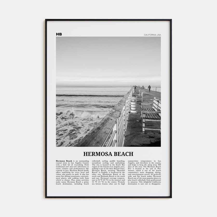 Hermosa Beach Travel B&W No 2 Poster
