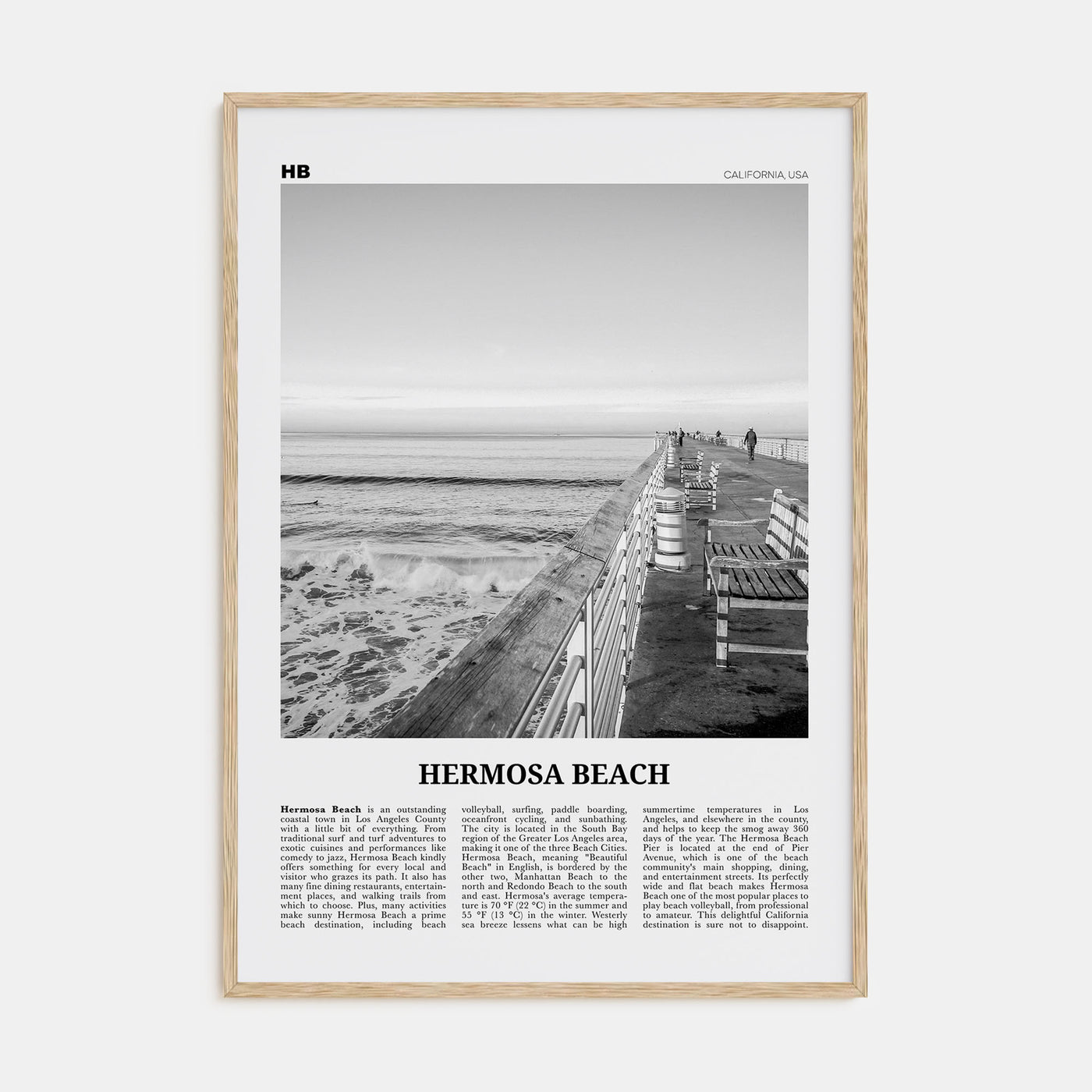 Hermosa Beach Travel B&W No 2 Poster