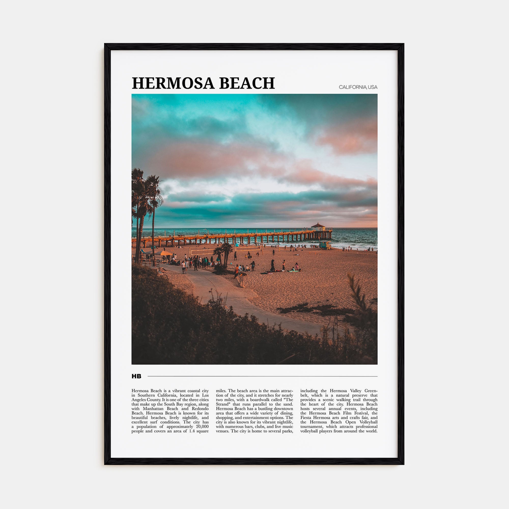 Hermosa Beach Travel Color Poster