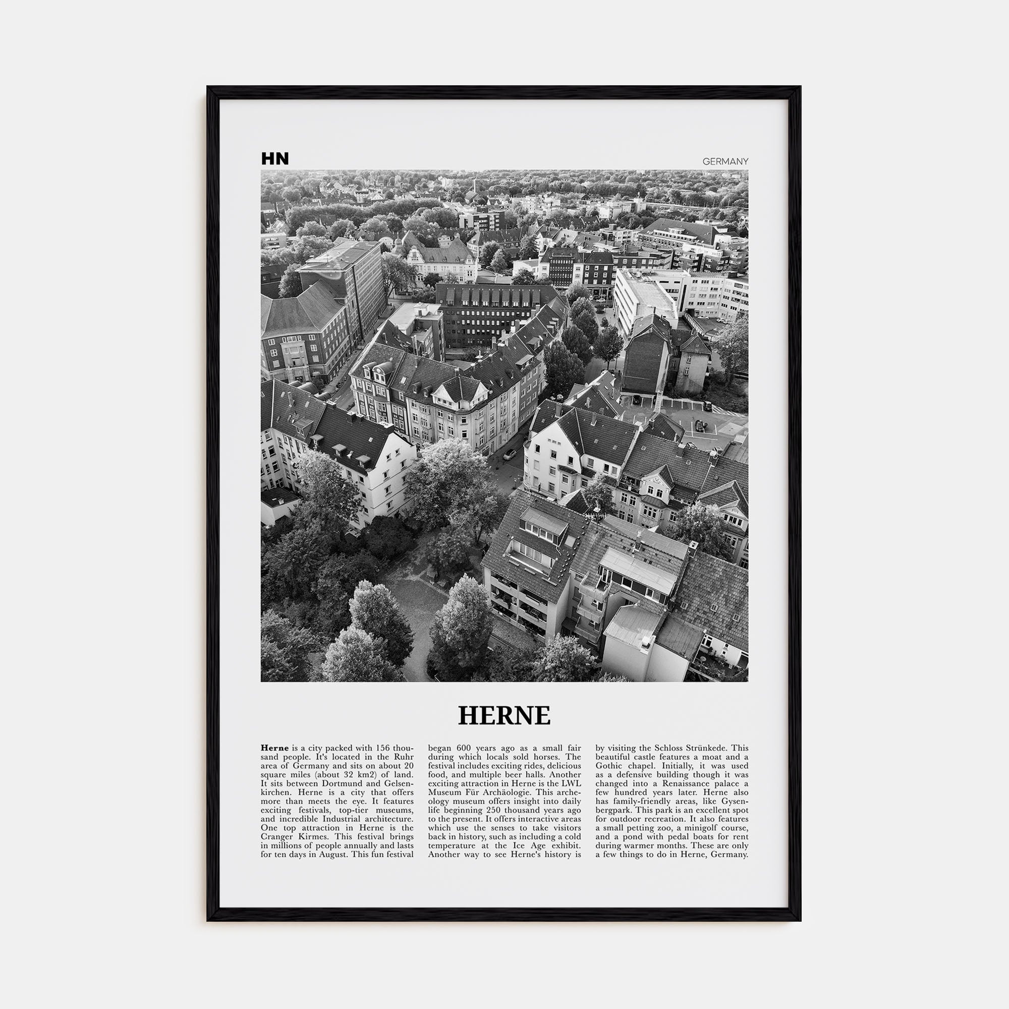 Herne Travel B&W Poster