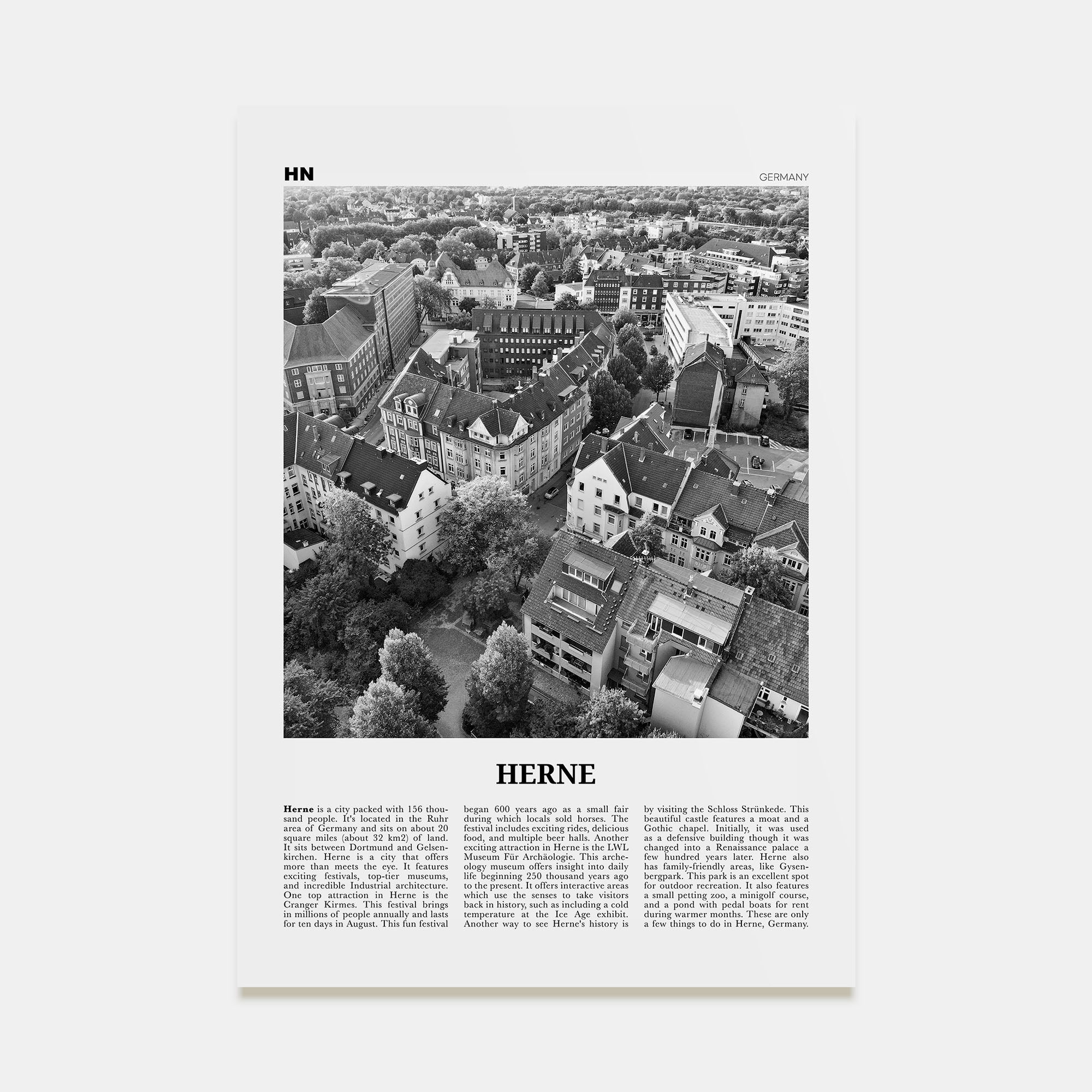 Herne Travel B&W Poster