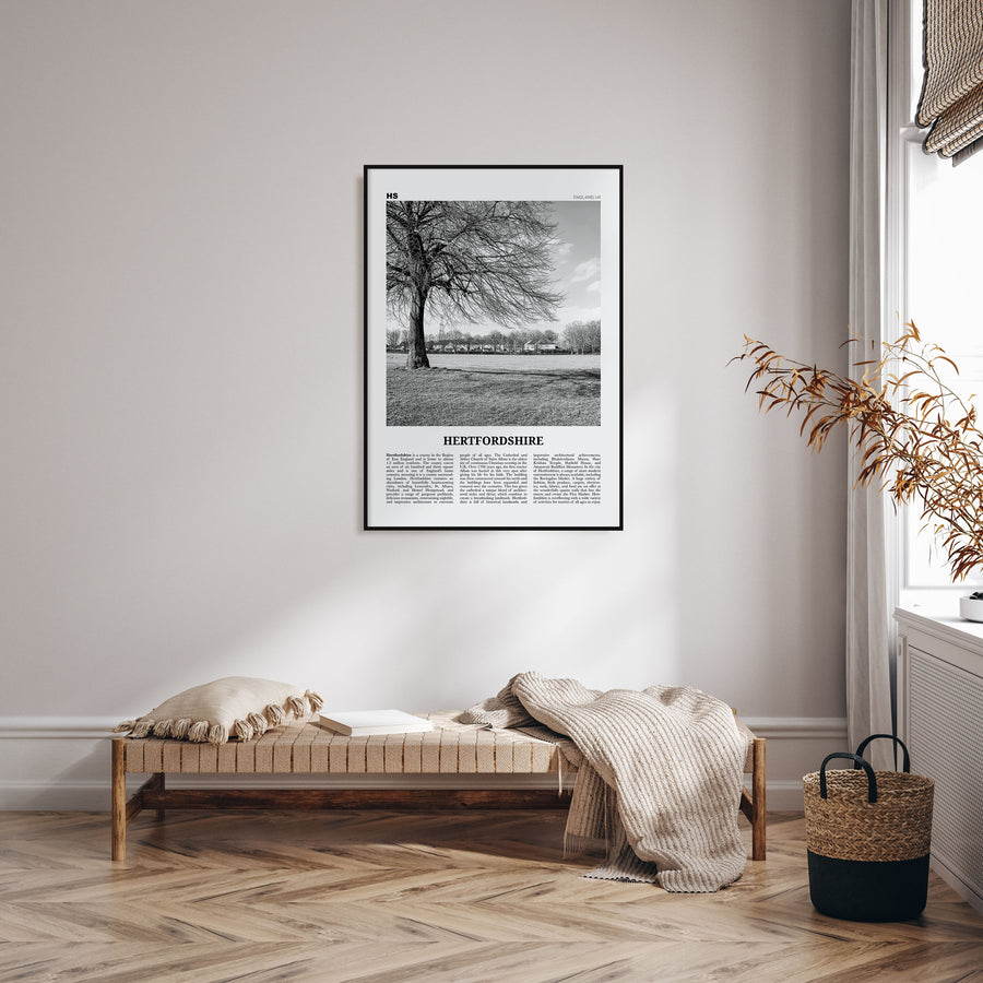 Hertfordshire Travel B&W Poster