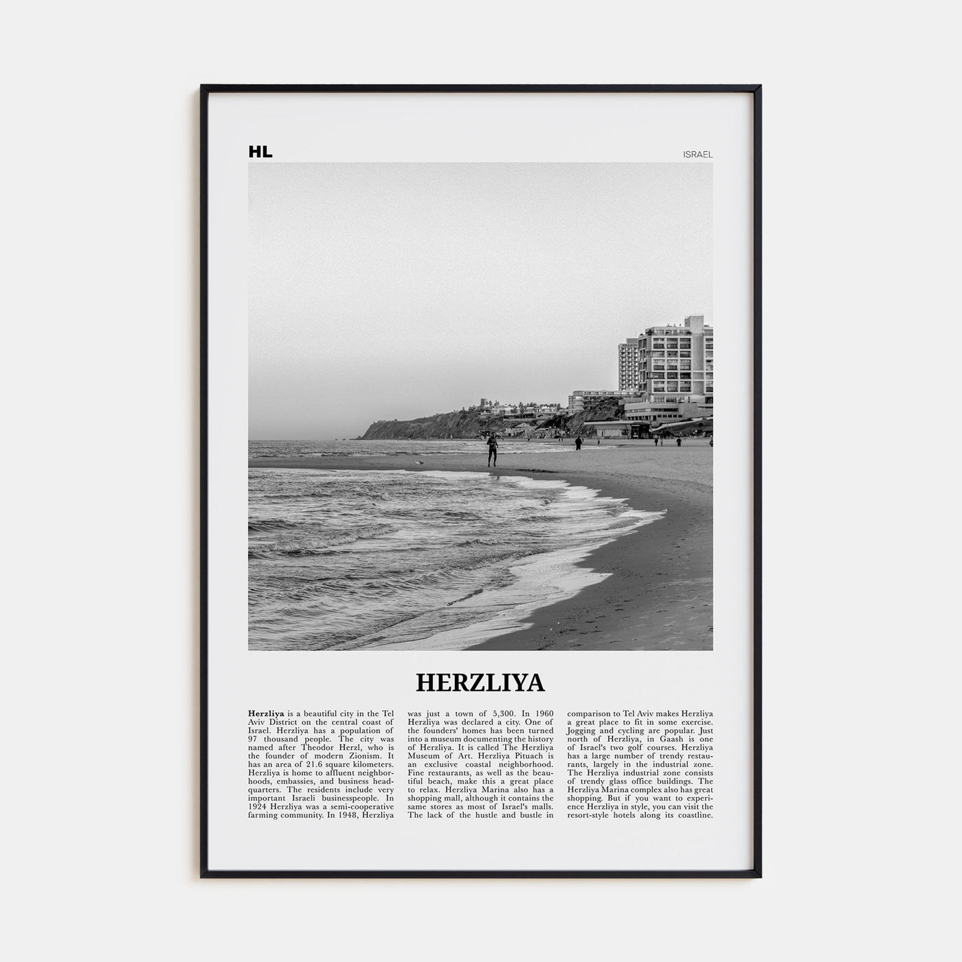 Herzliya Travel B&W Poster