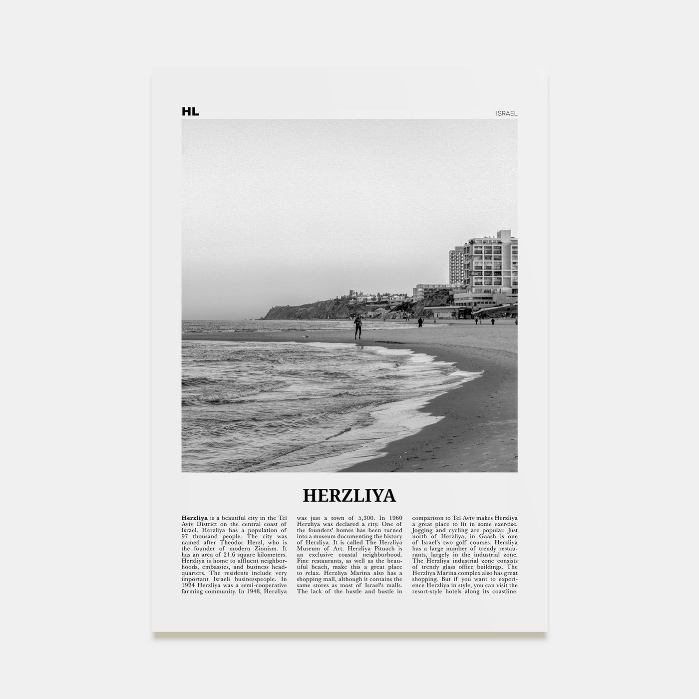 Herzliya Travel B&W Poster