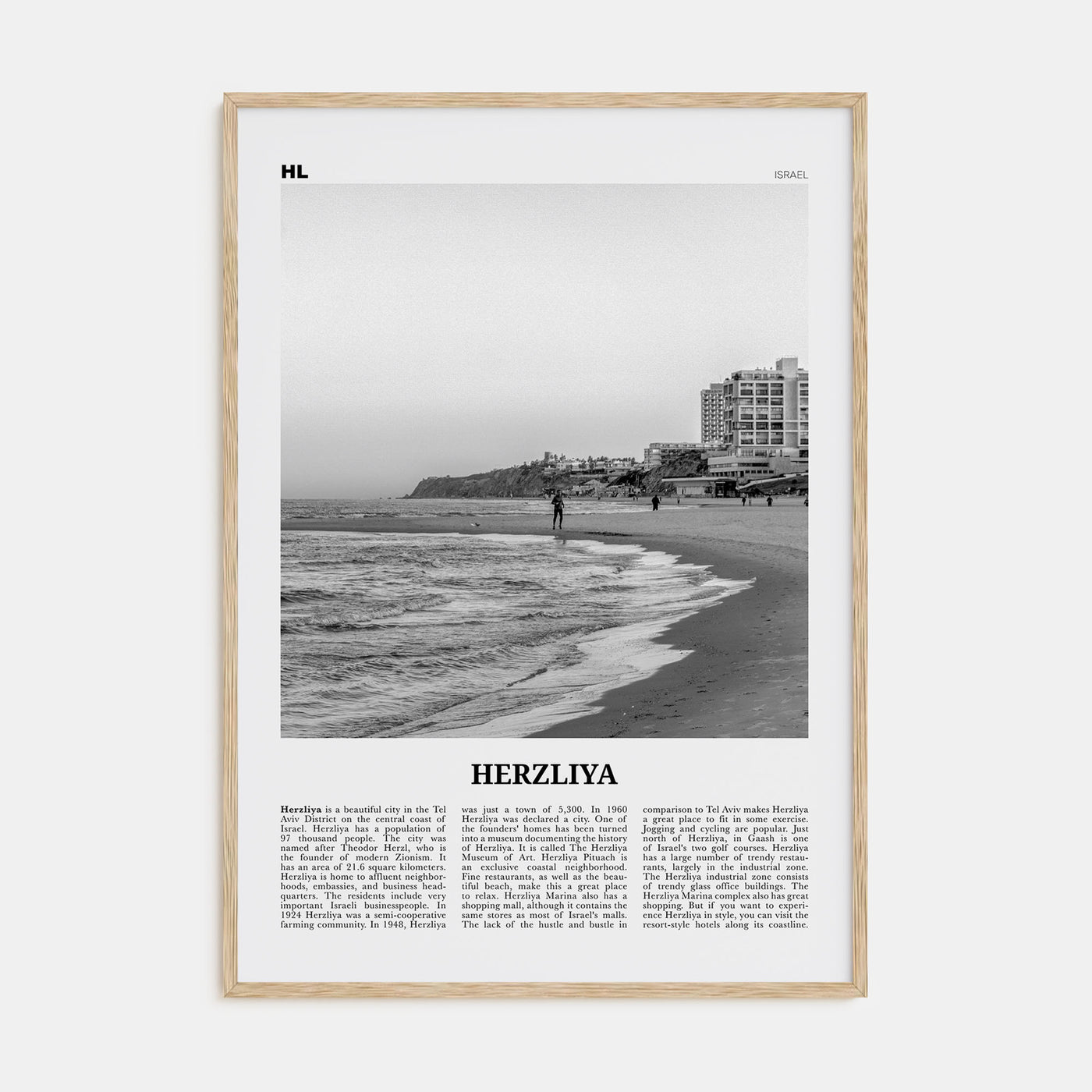 Herzliya Travel B&W Poster