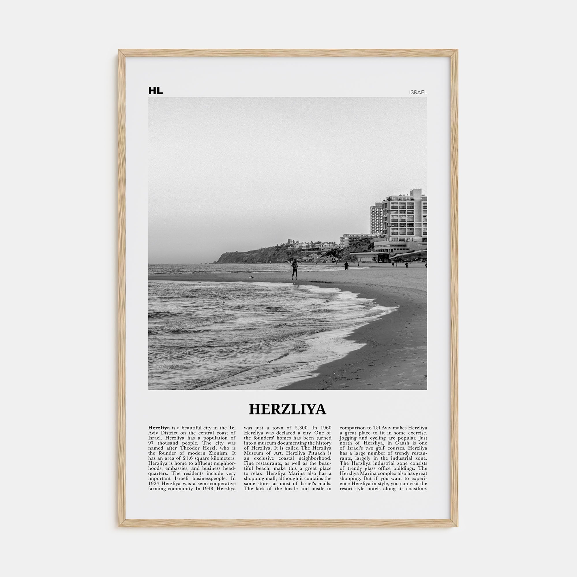 Herzliya Travel B&W Poster