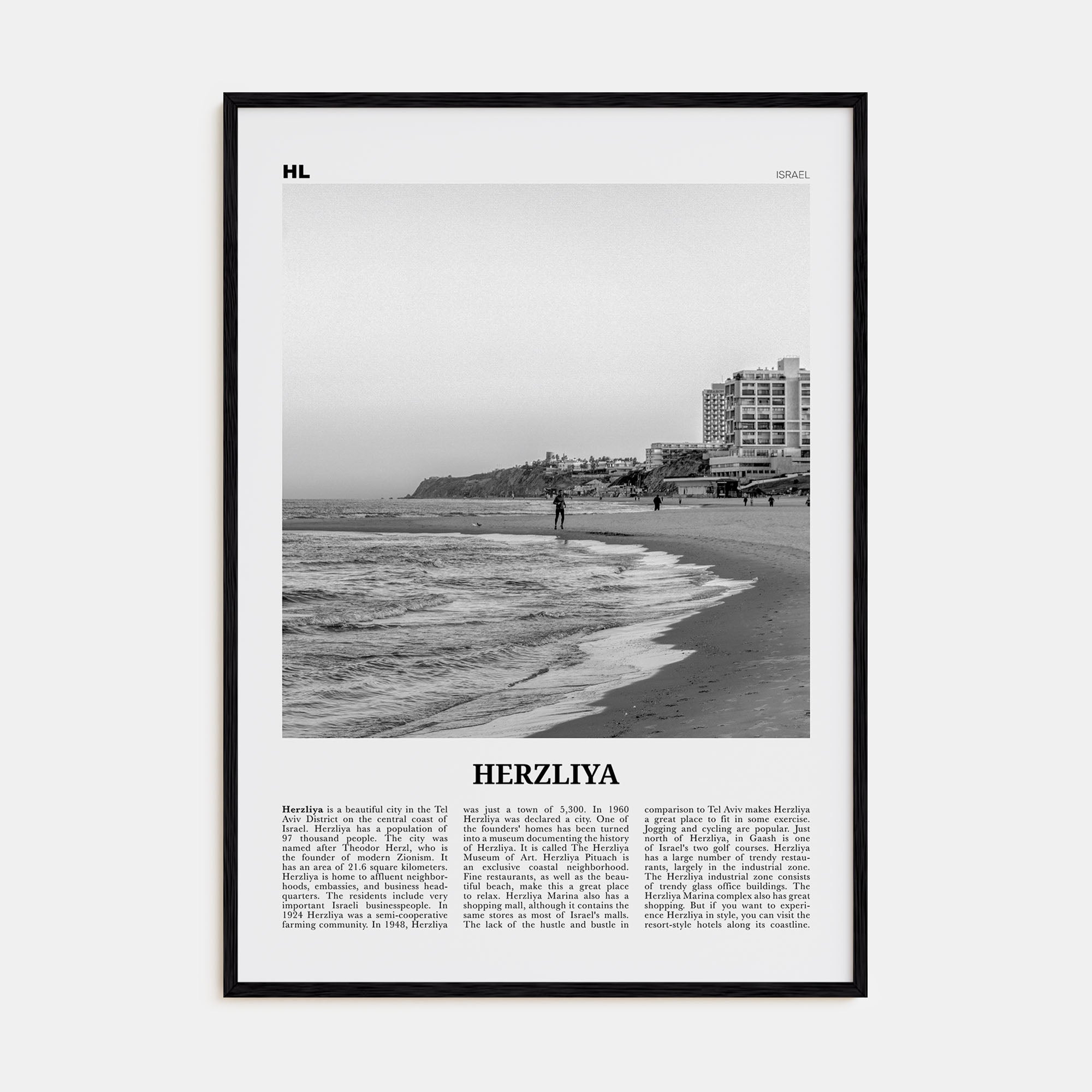 Herzliya Travel B&W Poster
