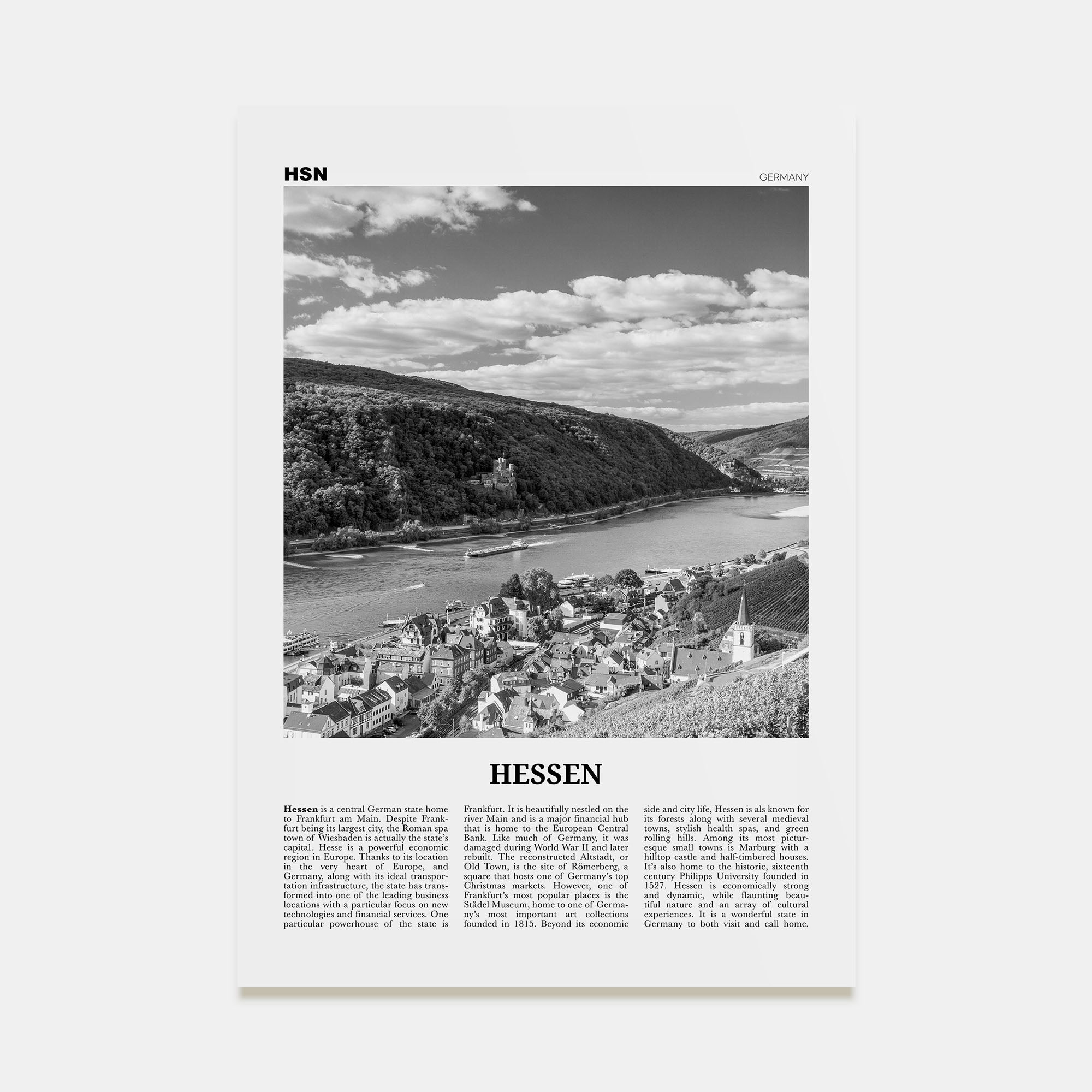 Hessen Travel B&W Poster
