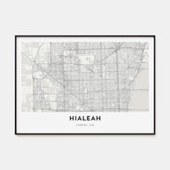 Hialeah Map Landscape Poster