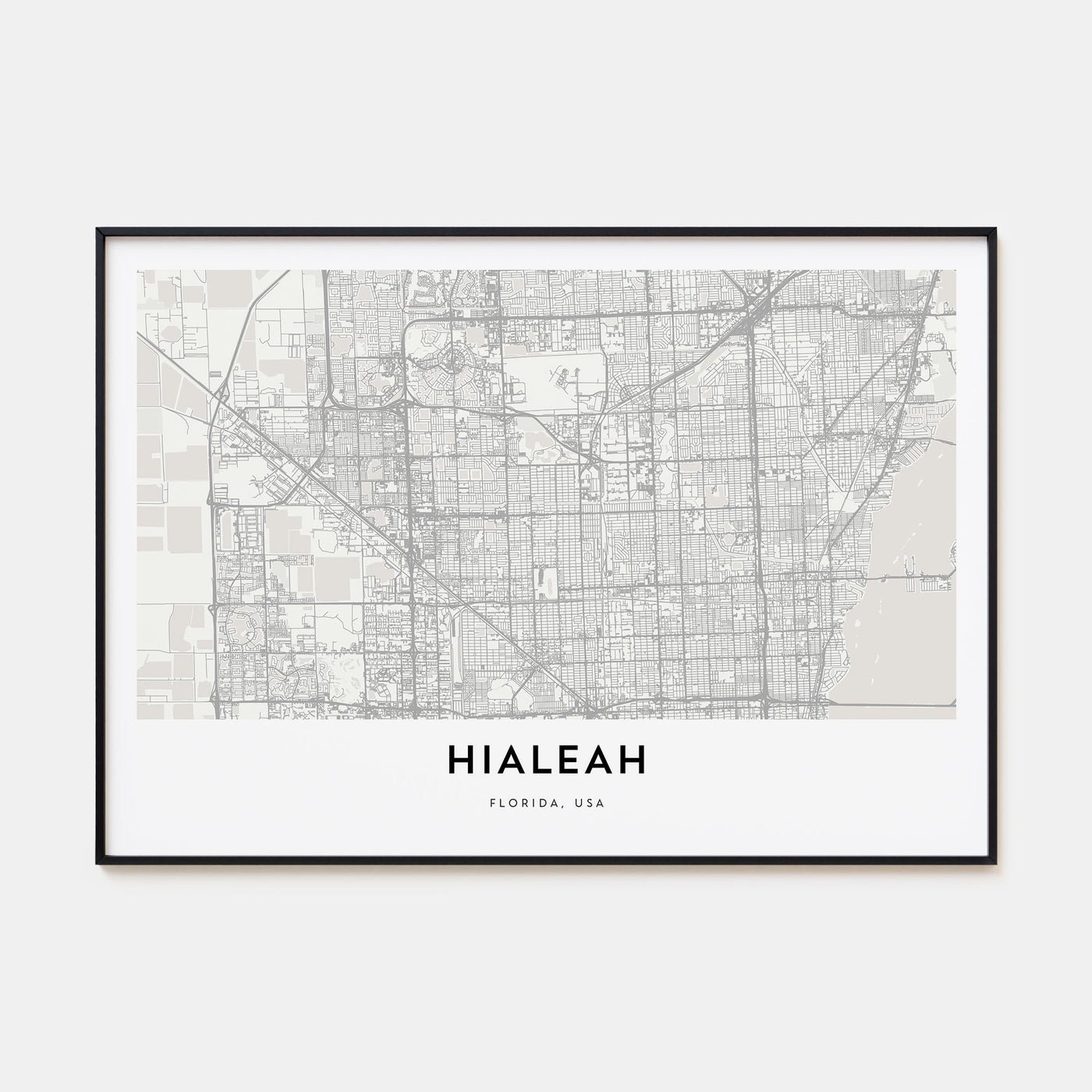 Hialeah Map Landscape Poster