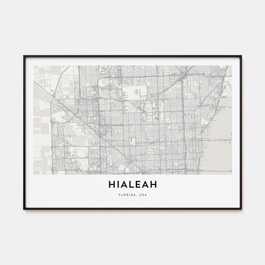 Hialeah Map Landscape Poster
