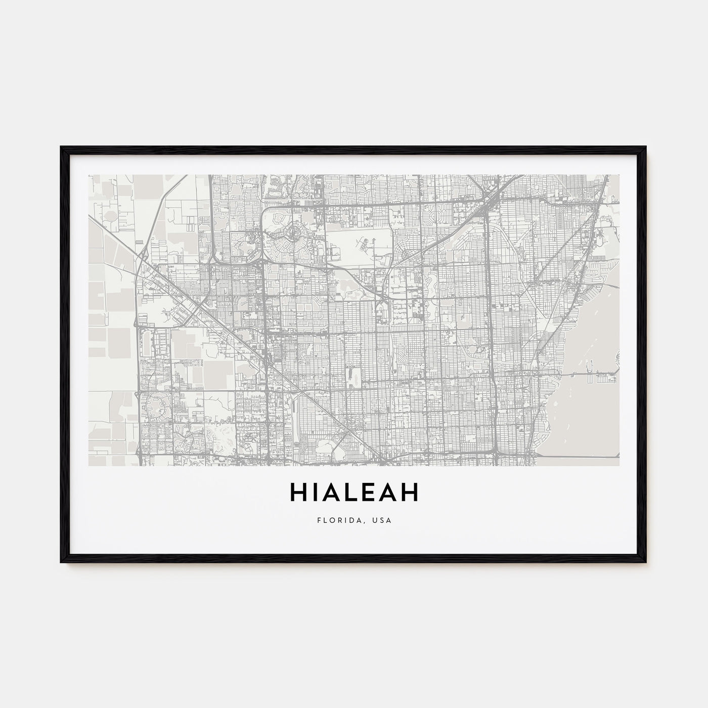 Hialeah Map Landscape Poster