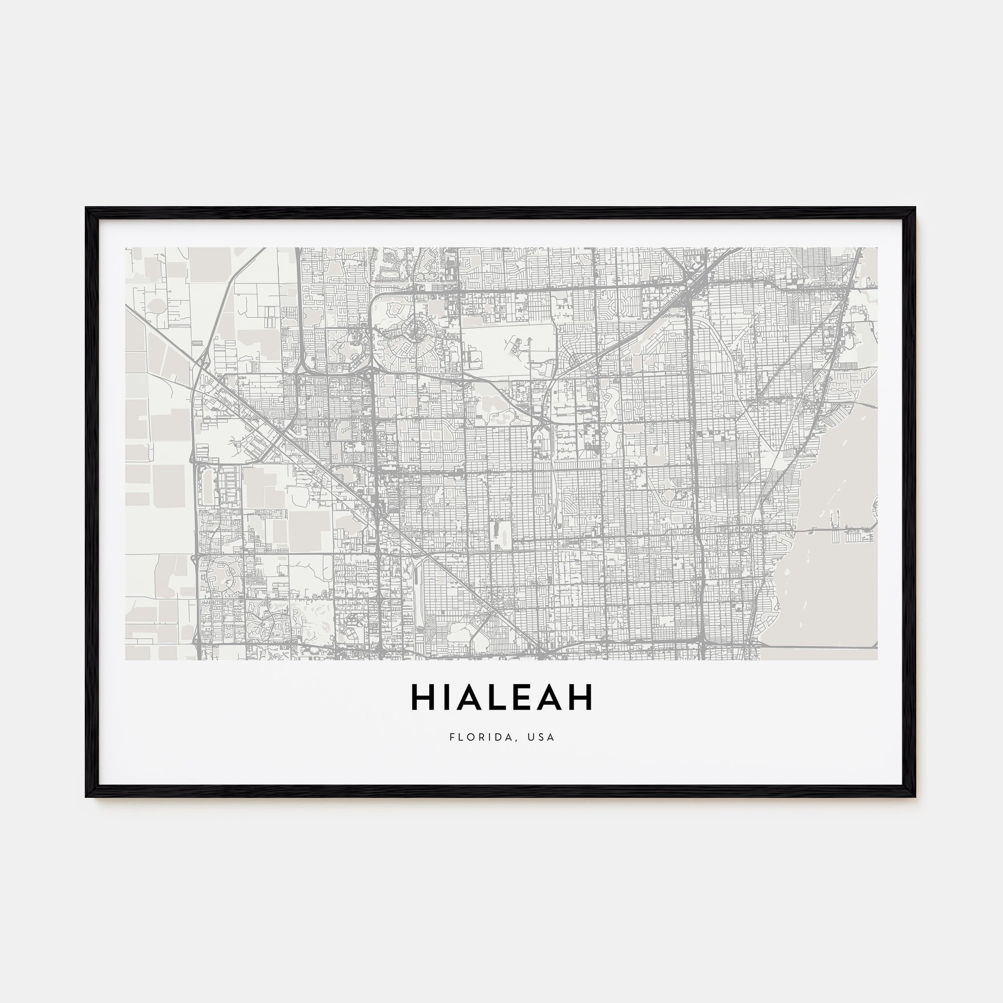 Hialeah Map Landscape Poster