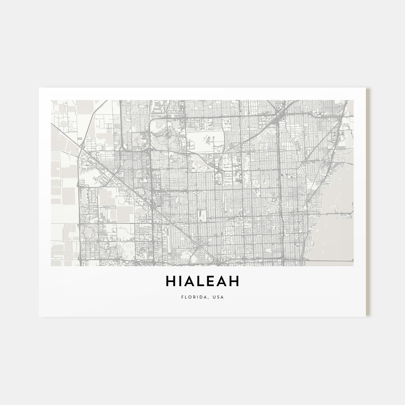 Hialeah Map Landscape Poster