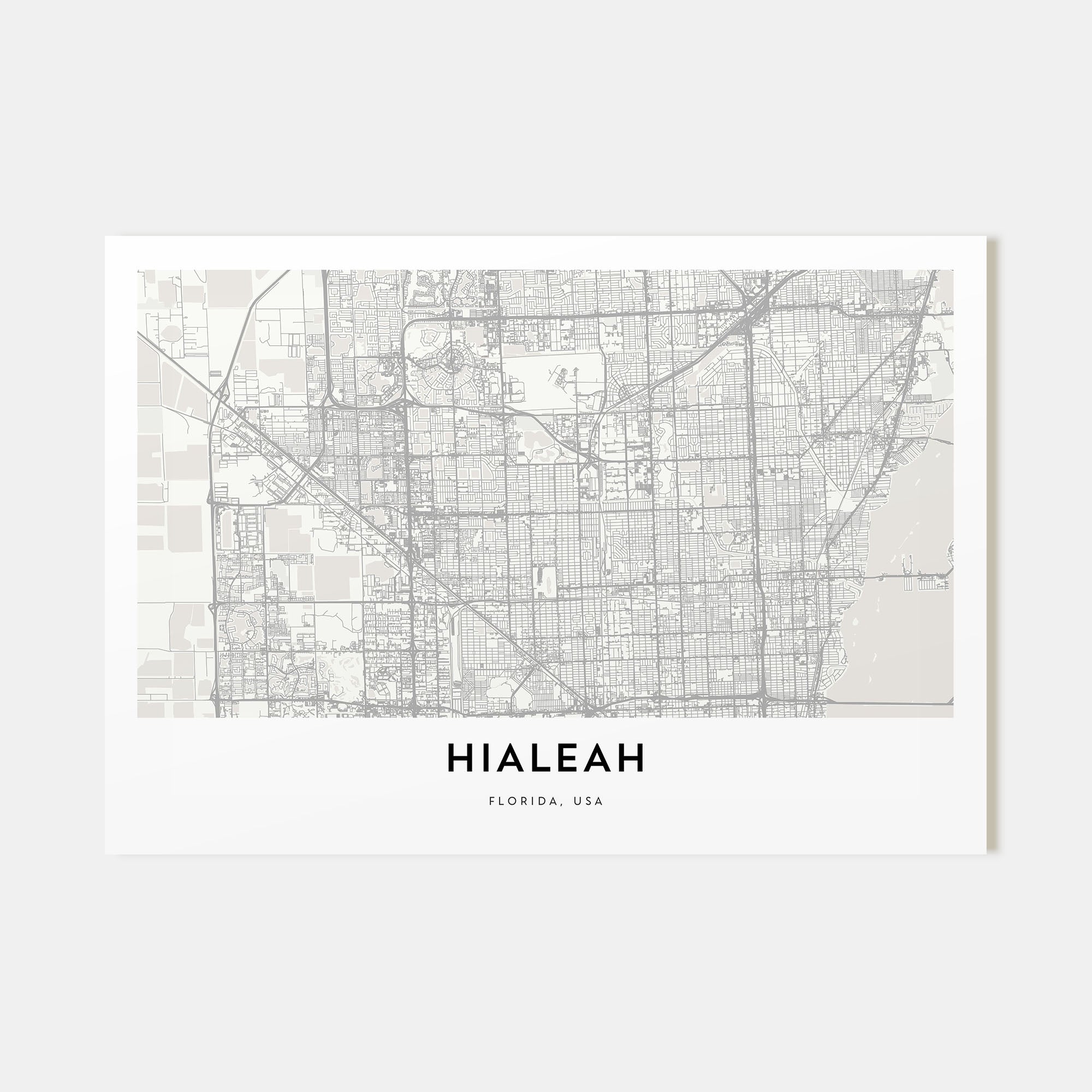Hialeah Map Landscape Poster