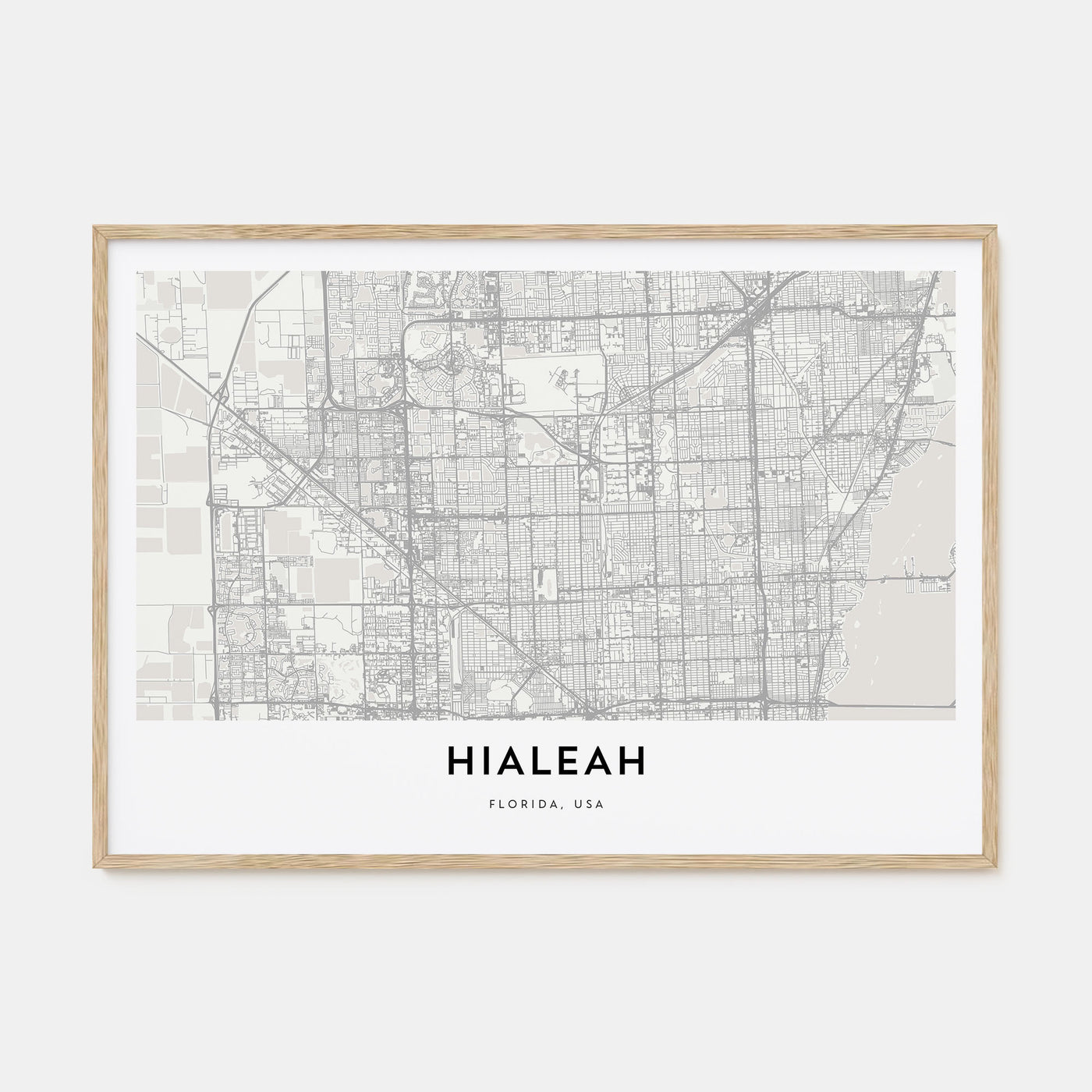 Hialeah Map Landscape Poster