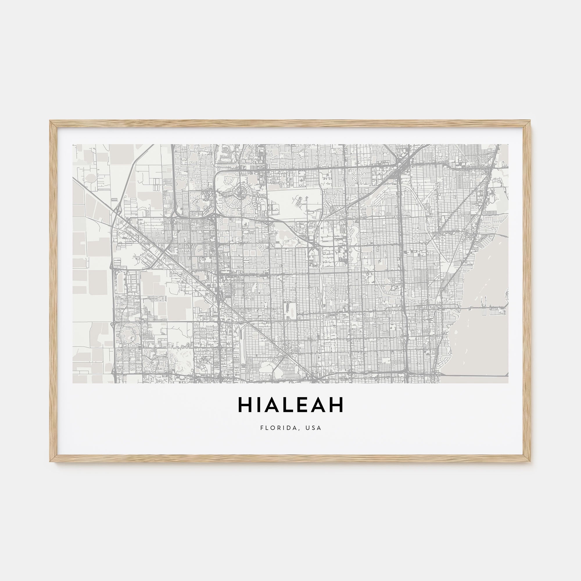 Hialeah Map Landscape Poster