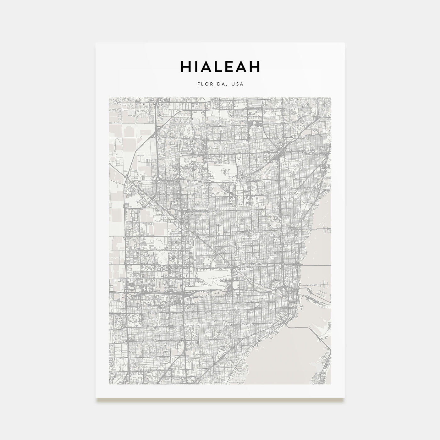 Hialeah Map Portrait Poster