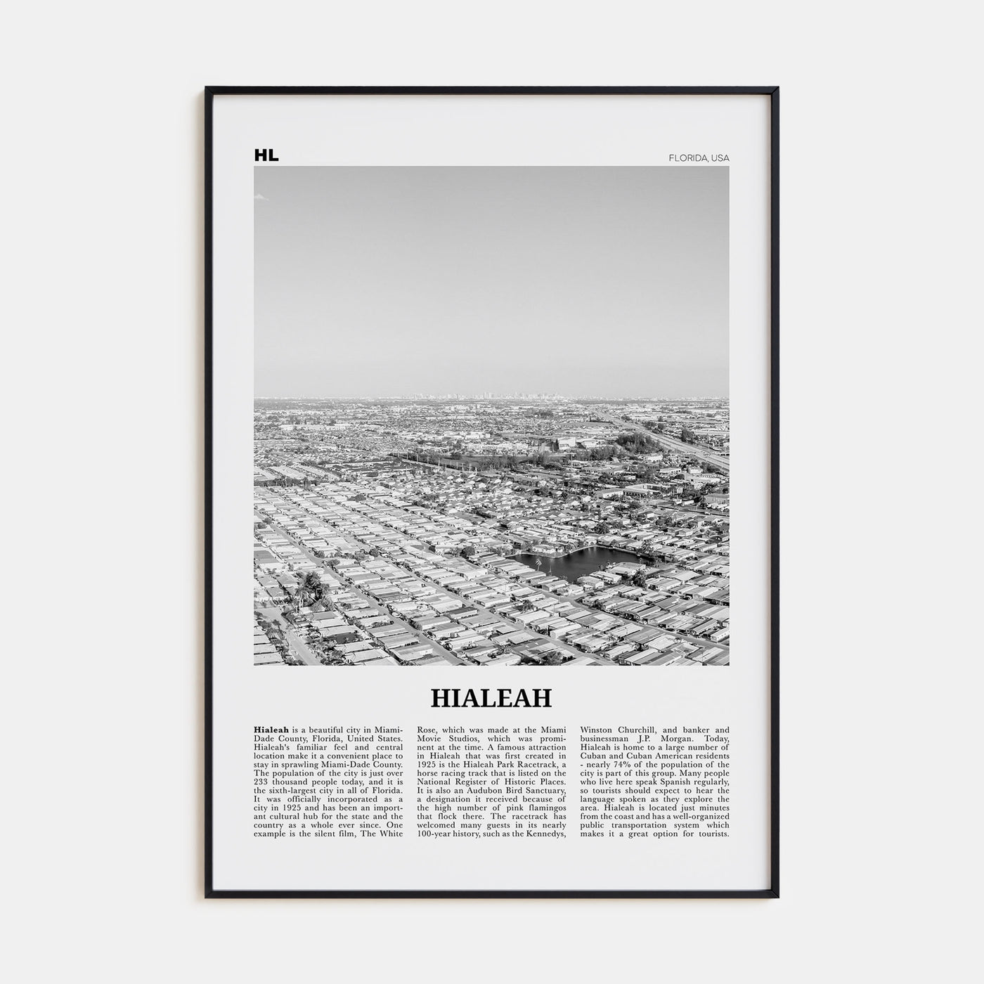 Hialeah Travel B&W Poster