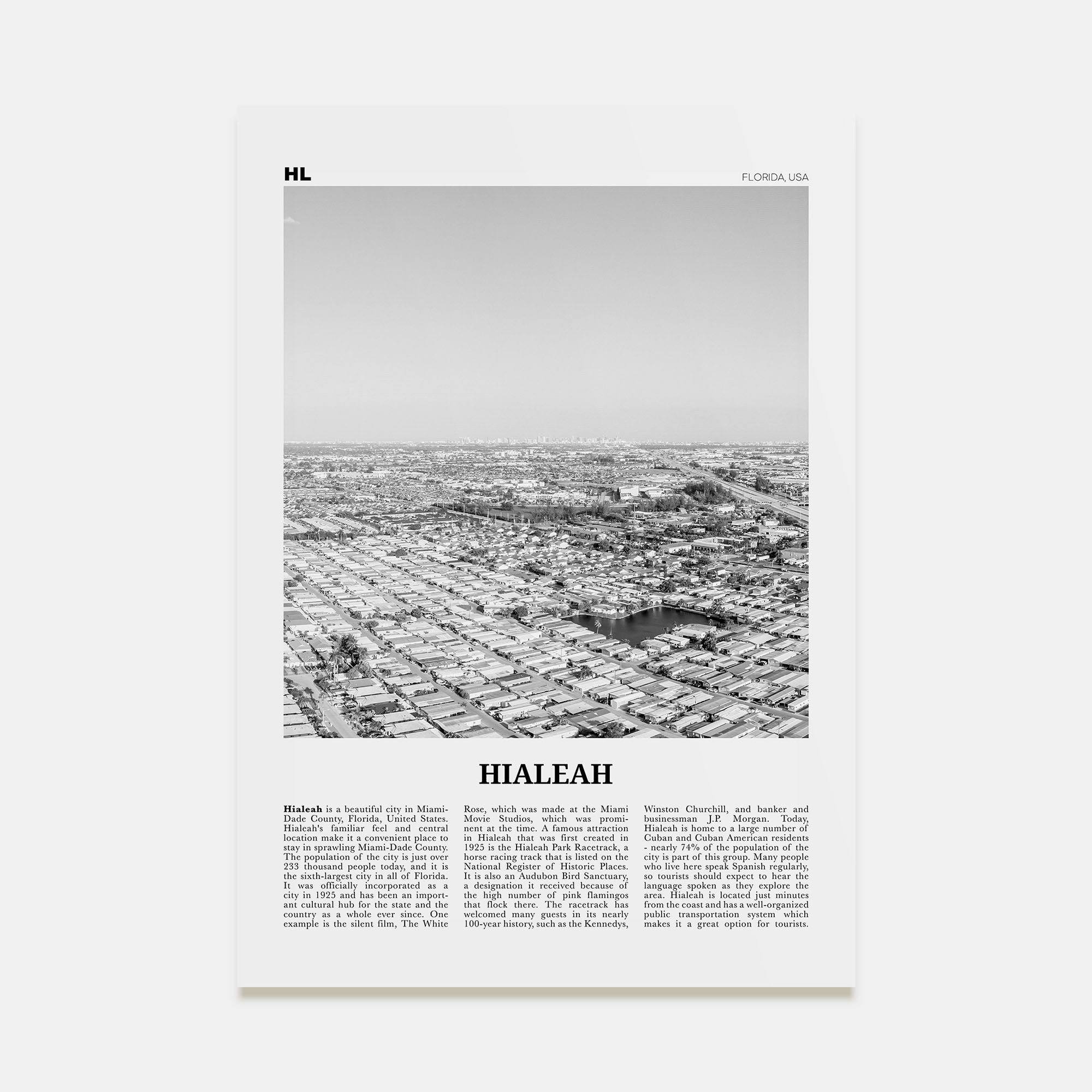 Hialeah Travel B&W Poster
